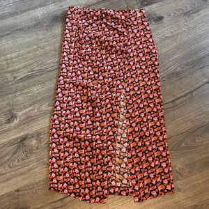 Zara Pink and Orange Floral Pencil Skirt